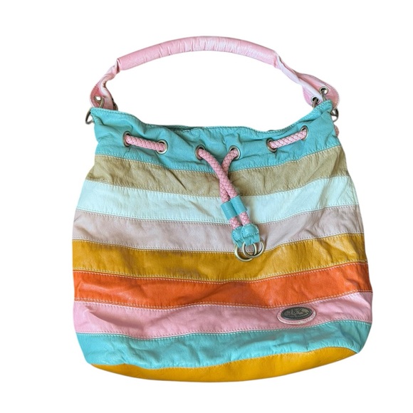 John Romaine Multi-Color Boho Bucket Shoulder Bag - Picture 8 of 12